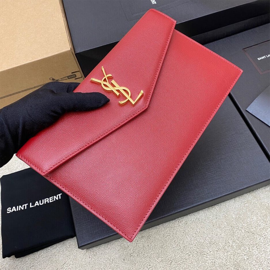 YSL UPTOWN POUCH IN GRAIN DE POUDRE EMBOSSED LEATHER