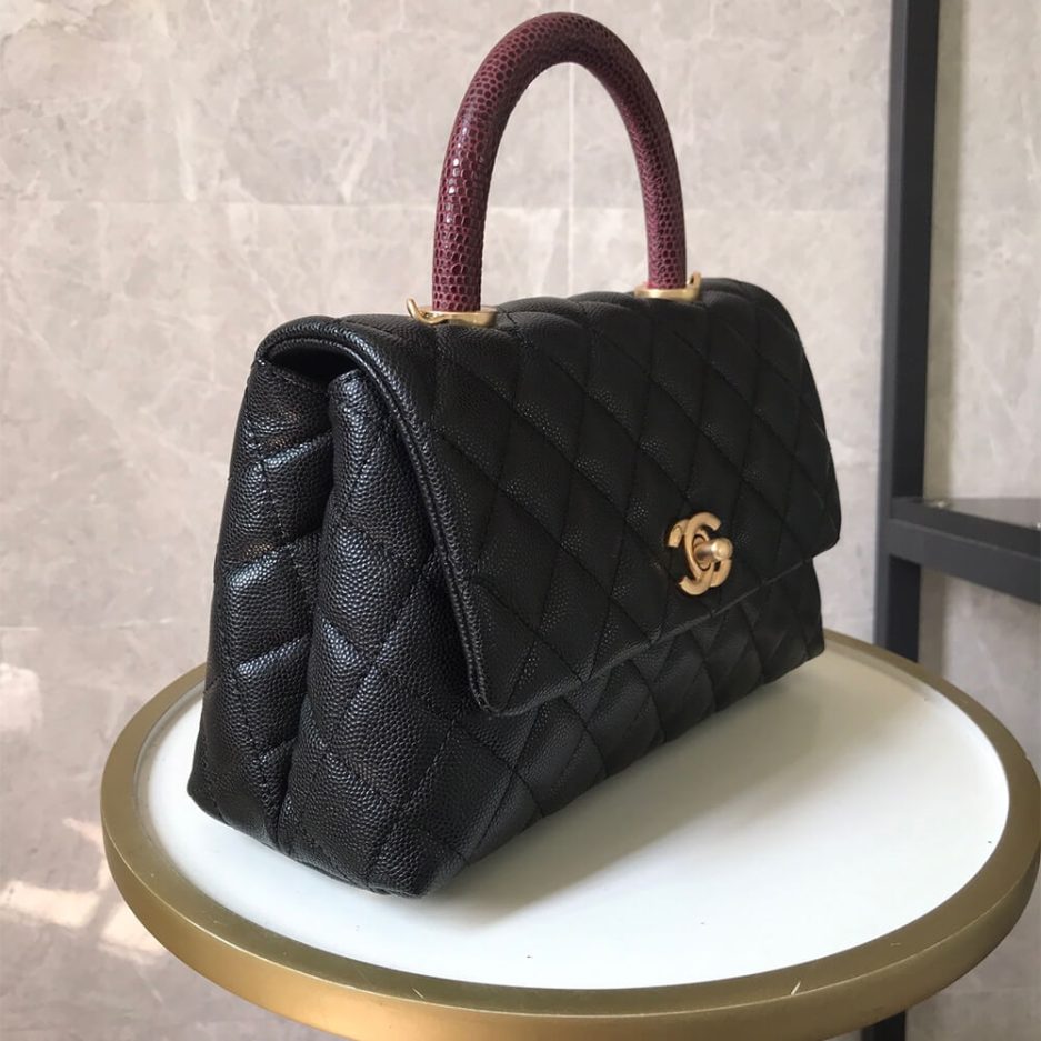 Ch*el coco handle flap shoulder bag pm
